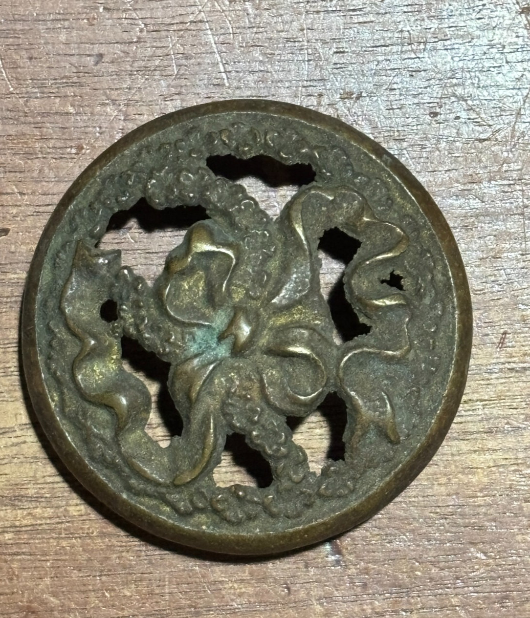 3 Vintage Ornate Round Cabinet Knob Drawer Pulls 2 inch Diameter