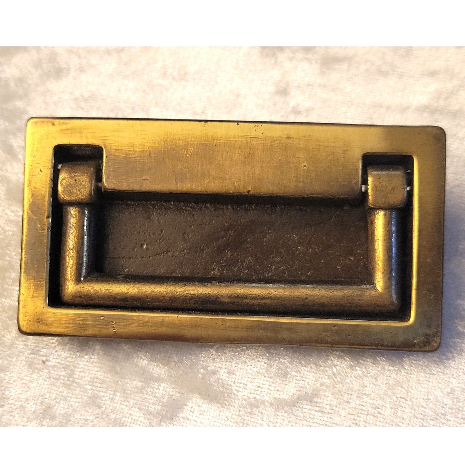 CHC E1022 vtg Flush Mt Drop Bail Drawer Pull Brass recessed Chautauqua hardware