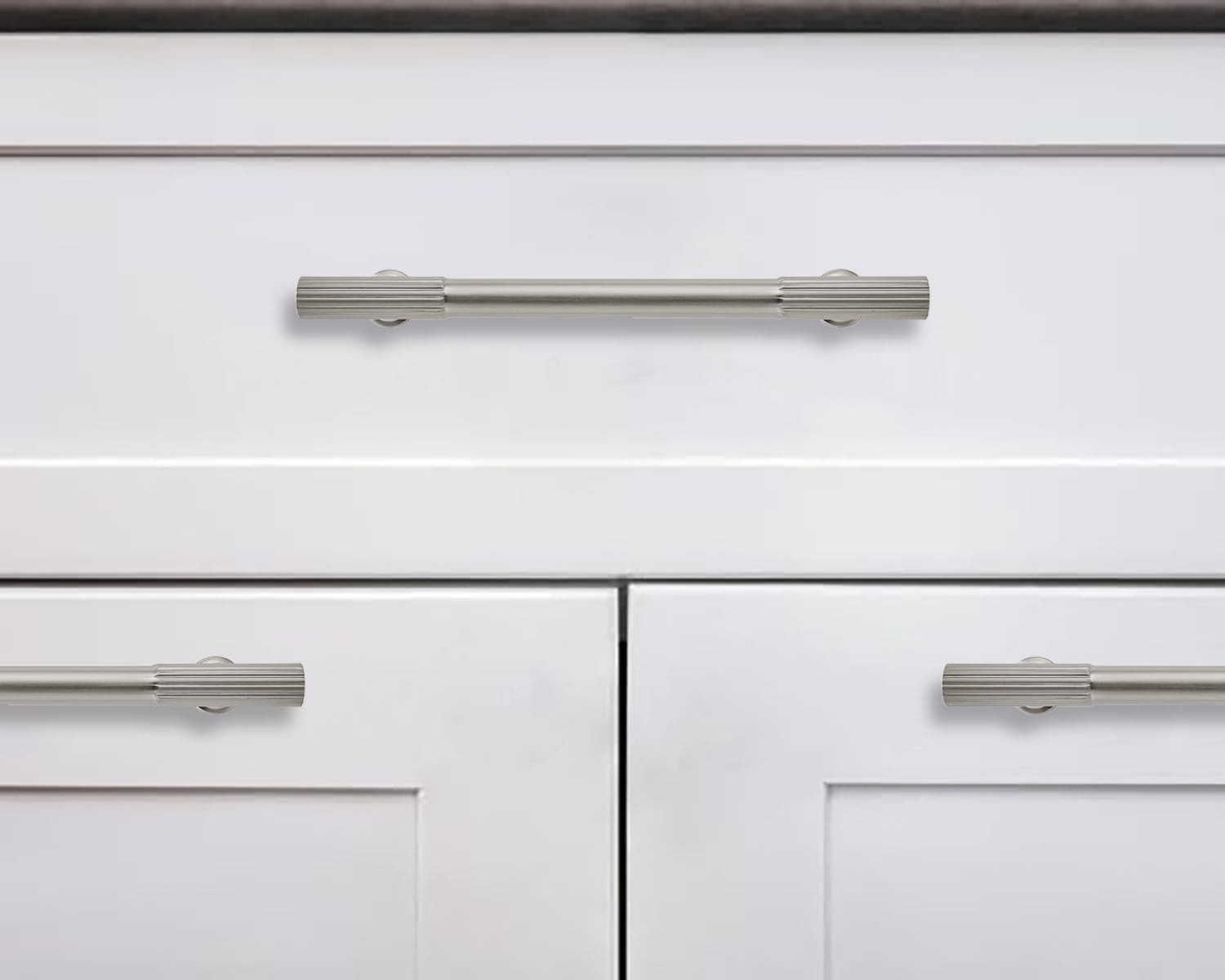 Khtumeware 3-3/4 Inch Hole Center 5 Pack Brushed Satin Nickel Cabinet Pulls