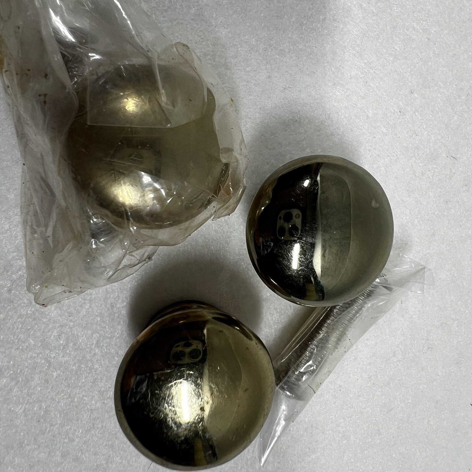Lot of 3 Solid Brass 1″ Cabinet Drawer Knobs Mushroom Pulls with Screws 70s