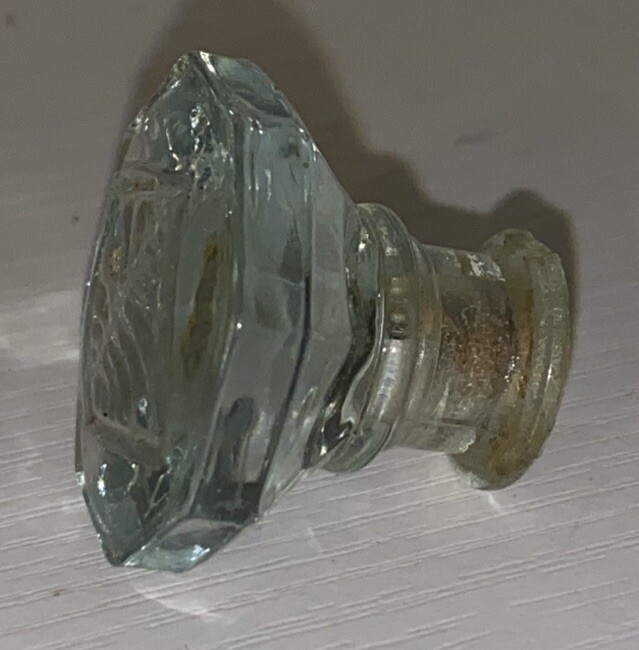 Vtg Blue Depression Glass Drawer Pull Octagon Diamond Vintage