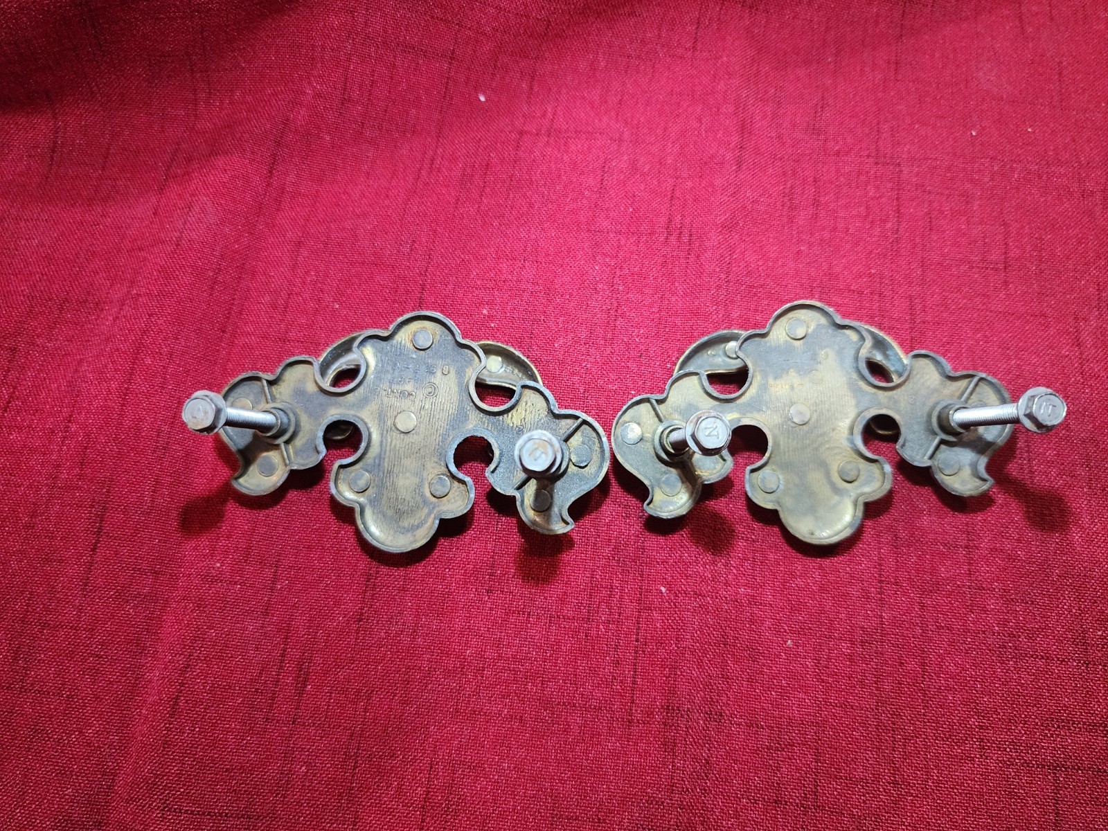 Lot of 2 Antique Vintage Brass Drawer Pulls