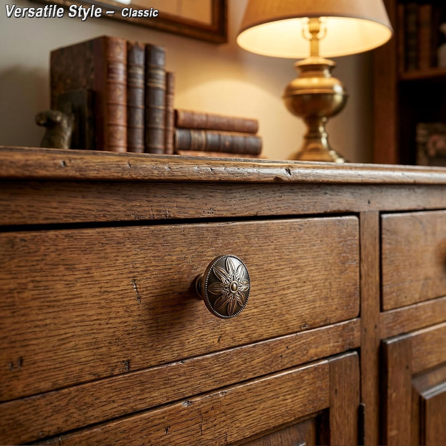 Antique Brass Cabinet Knobs 8 Pack Vintage Round Drawer Pulls for Cabinets