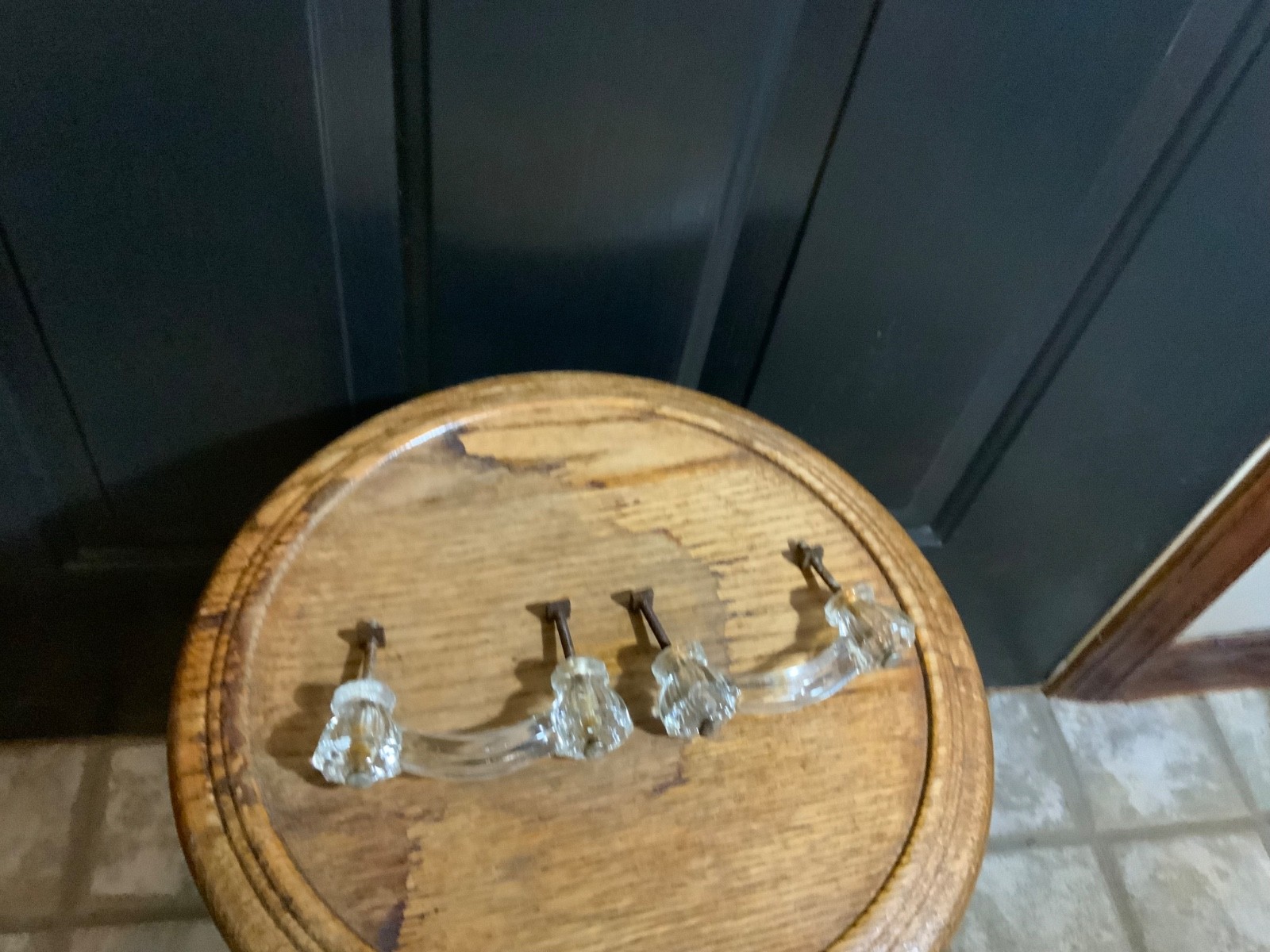 Vintage Set Of 2 Glass Drawer Pulls