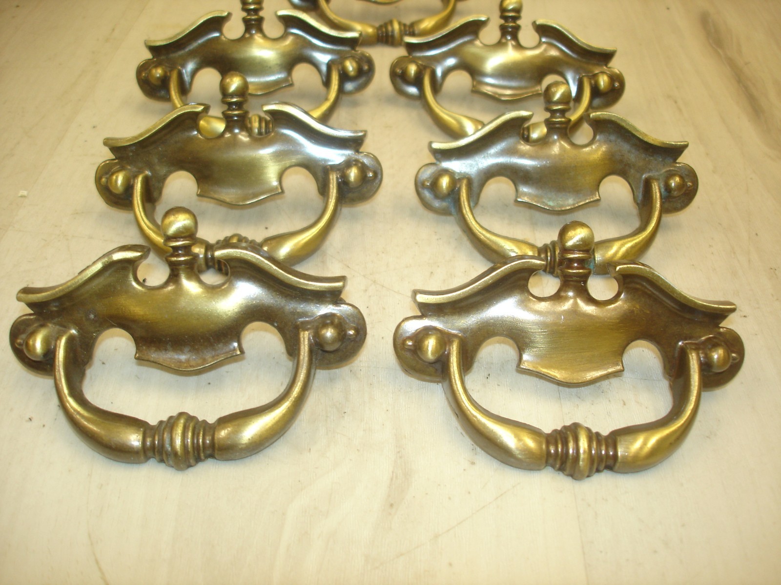 7 Vintage National Lock Brass 3″ Center Dresser Drawer Pulls FO-3741-001