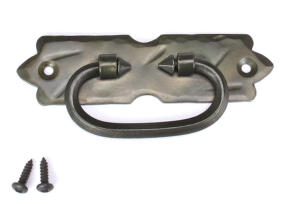 Cabinet Backplate Handle Wrought Iron Drawer Ring Pull Chest Antique Dresser