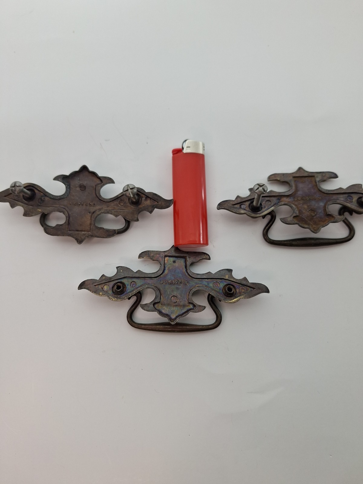 3 Vintage Keeler Brass Co Reclaimed Chippendale Batwing Drawer Pulls KBC A62961