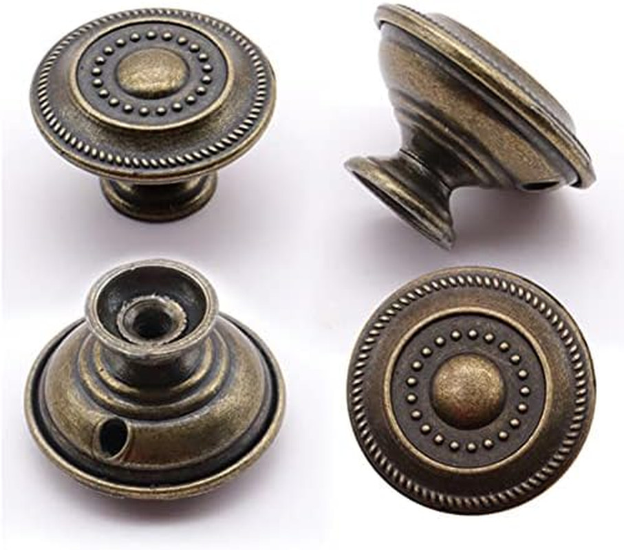 6 Pcs Vintage Antique Brass Knobs Handles – Cabinet Drawer Knob Pulls with Embos