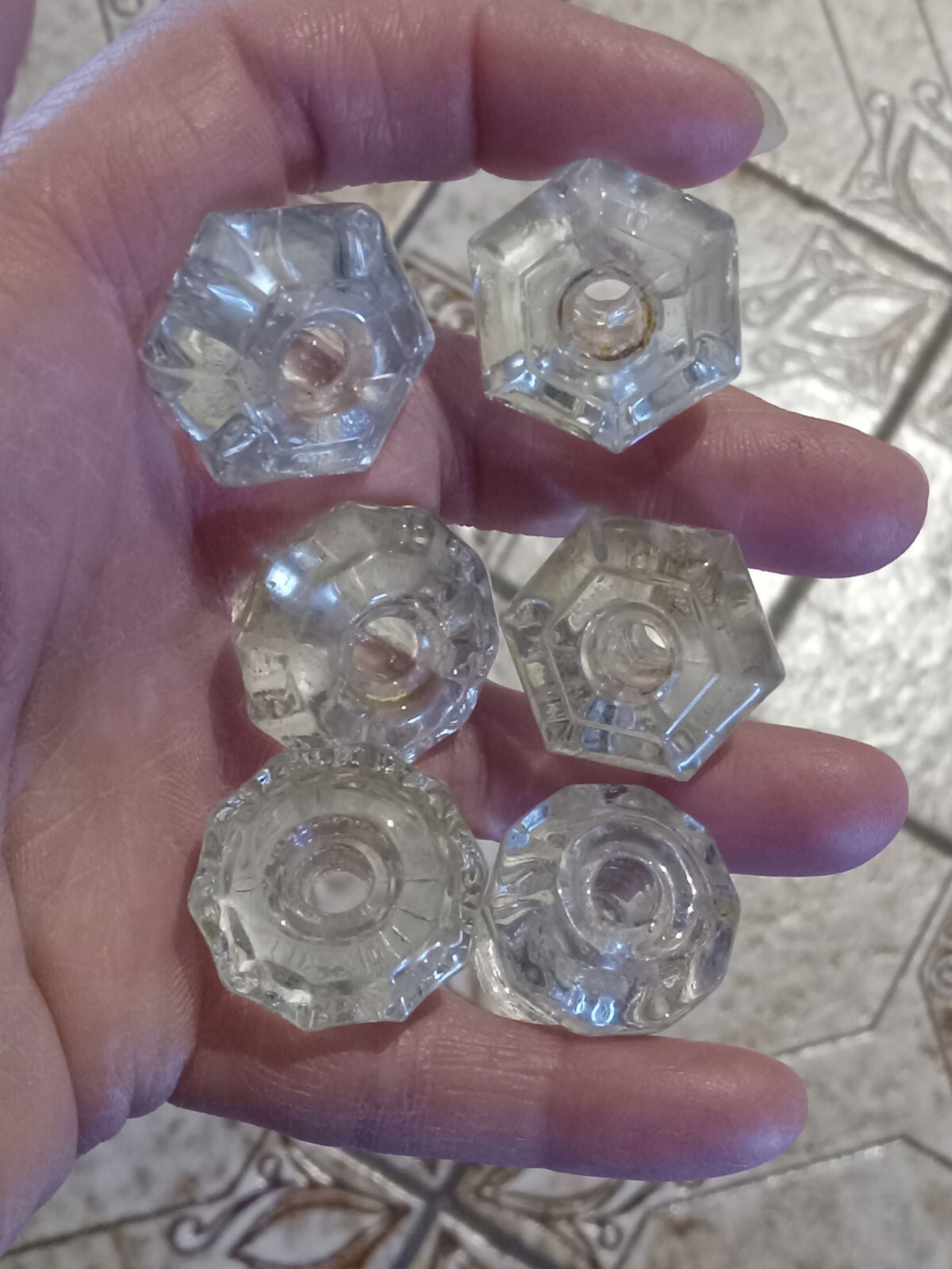Set 15 Drawer Knobs Antique Clear Crystal Glass Dresser Cabinet Pulls Hardware