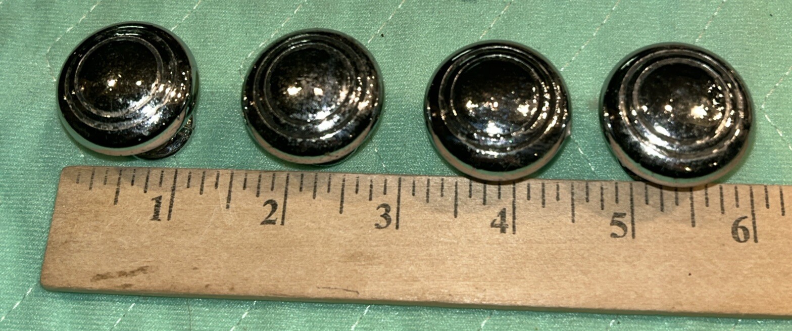 VINTAGE ART DECO CHROME DRAWER PULL CABINET DOOR KNOB Set of 4