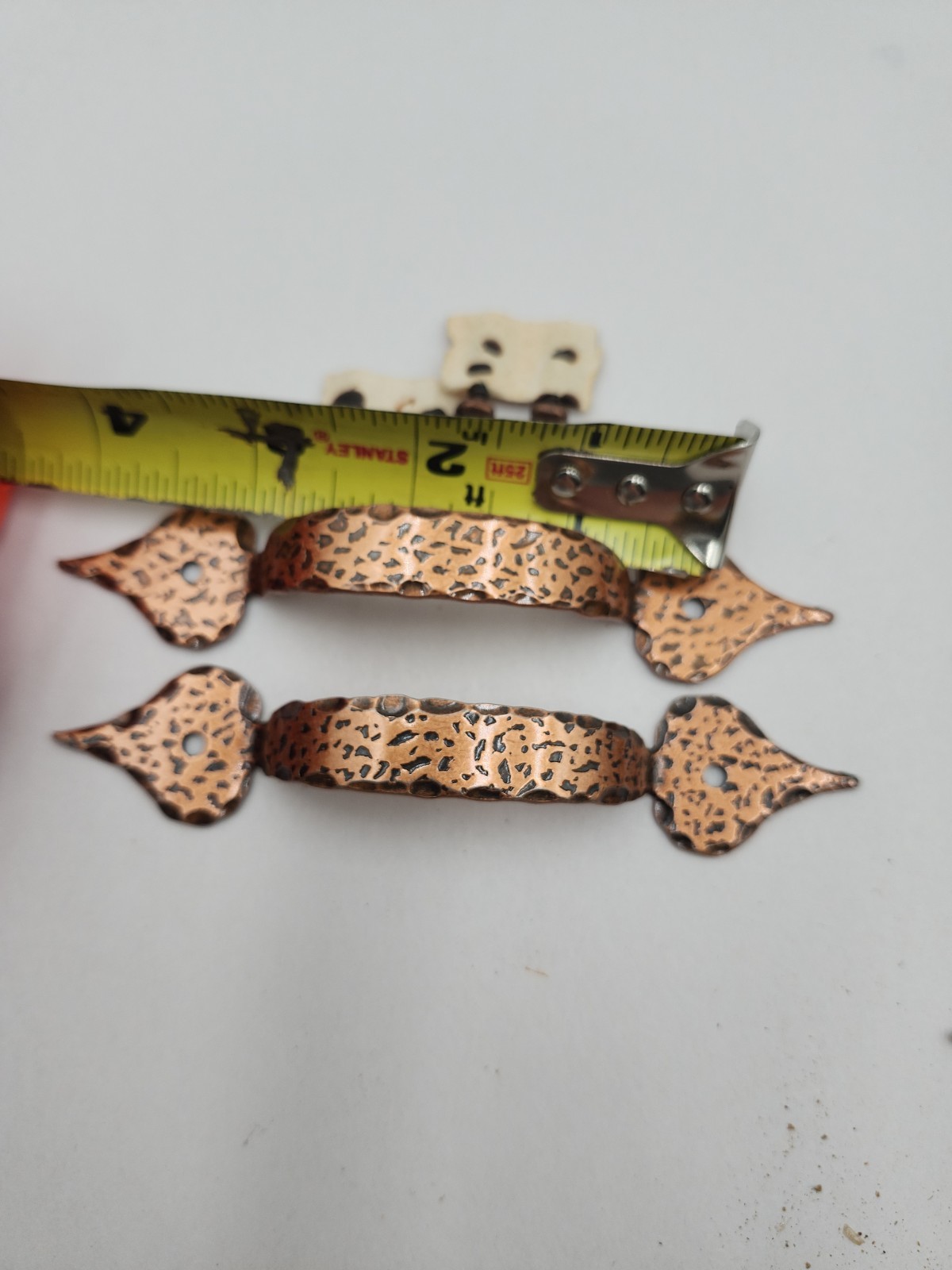 NEW NOS 21 Vintage 3.5 in. center hammered Copper Ajax drawer pulls drawer