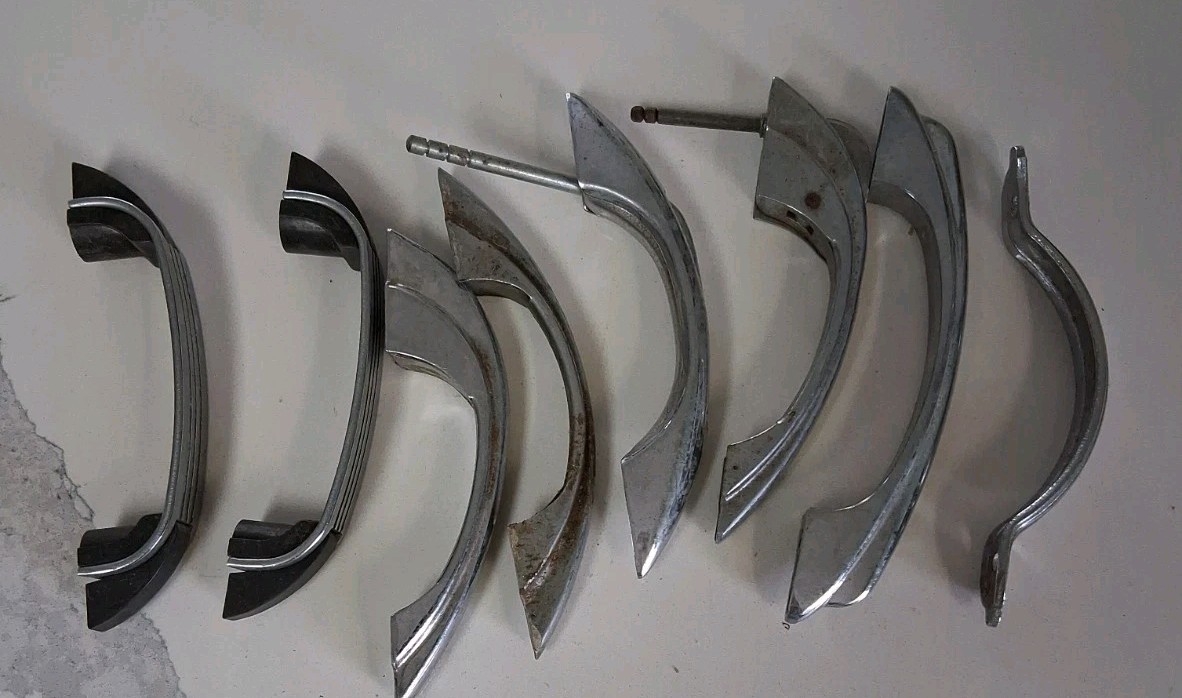8 Vtg Chrome Drawer Pulls MCM Art Deco Cabinet Handle A33