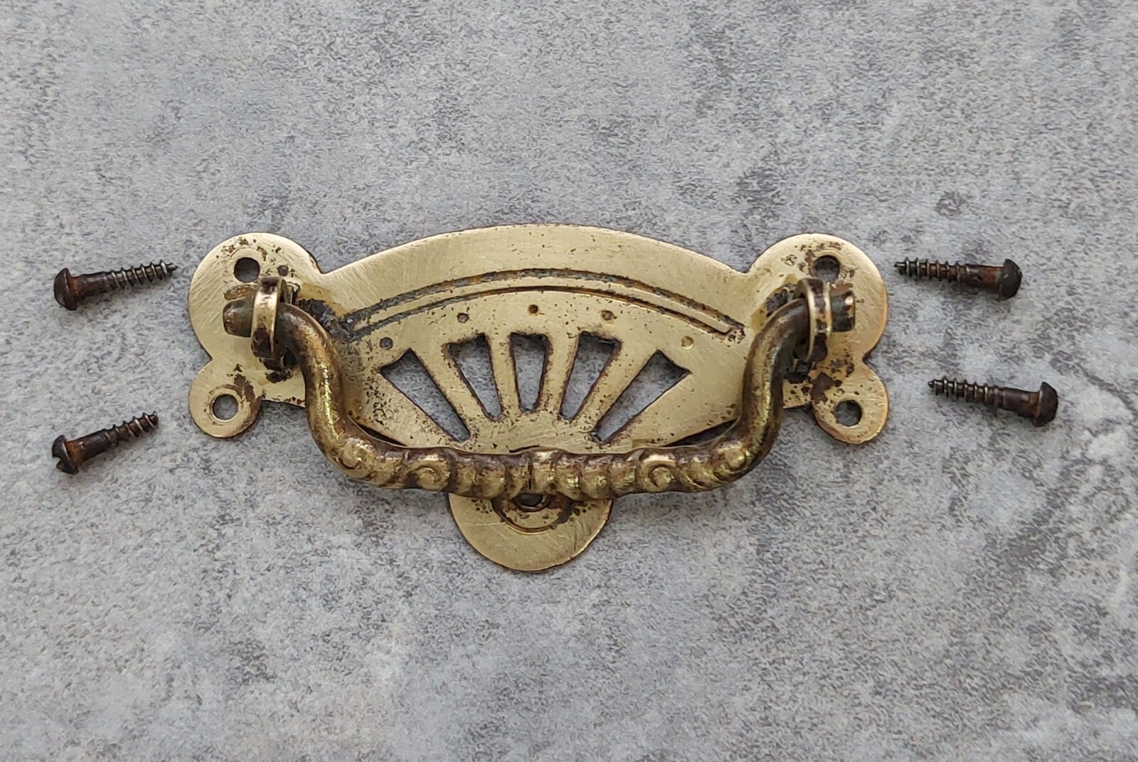 Antique English Brass Drawer Pull c1890 Gold