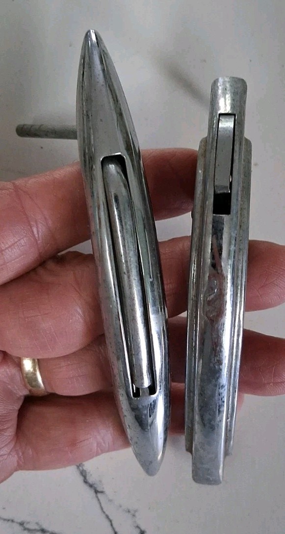 8 Vtg Chrome Drawer Pulls MCM Art Deco Cabinet Handle A33