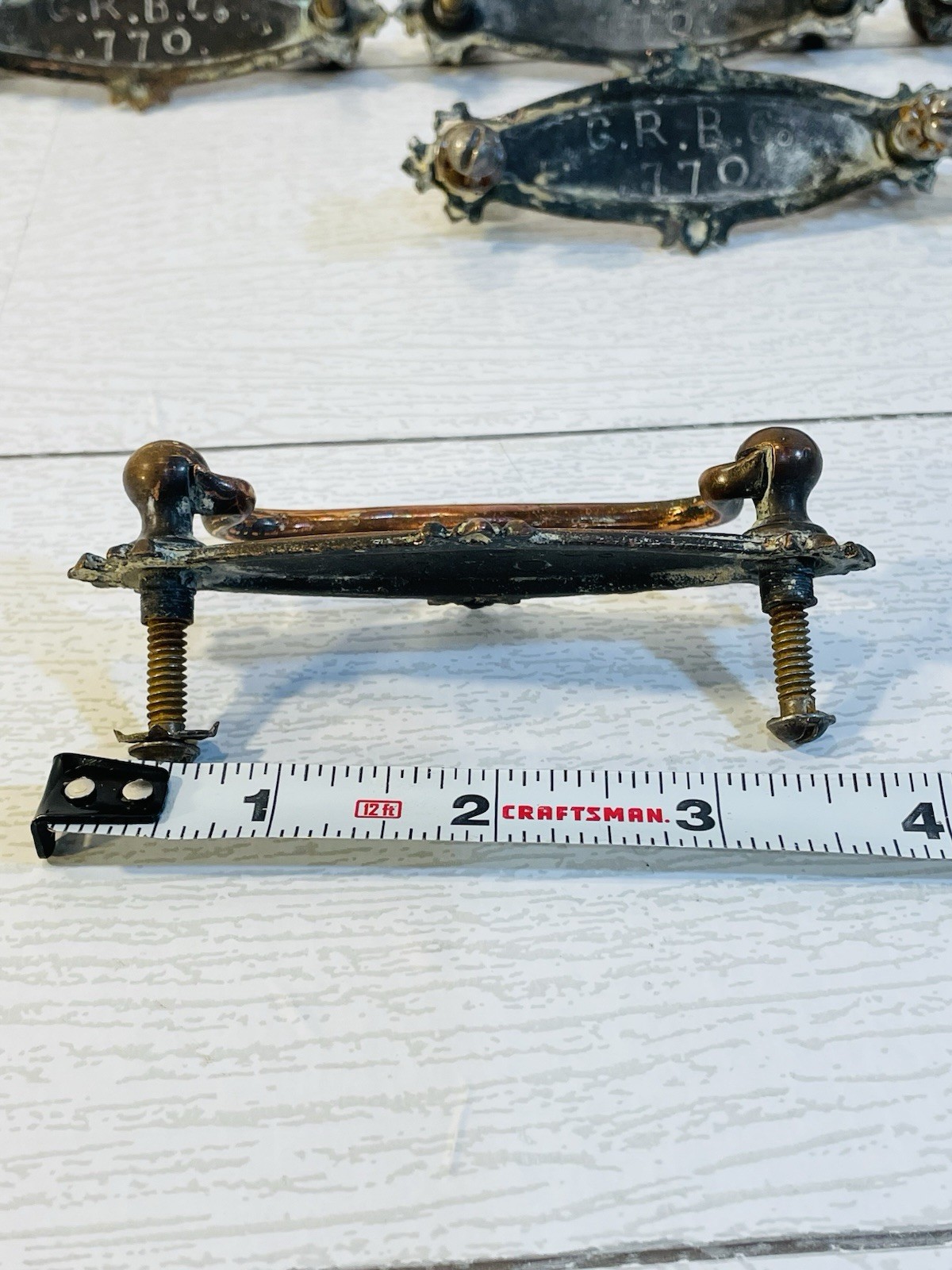 Lot 6 Antique Vintage Grand Rapids Brass Co 770 Copper And Brass Drawer Pulls