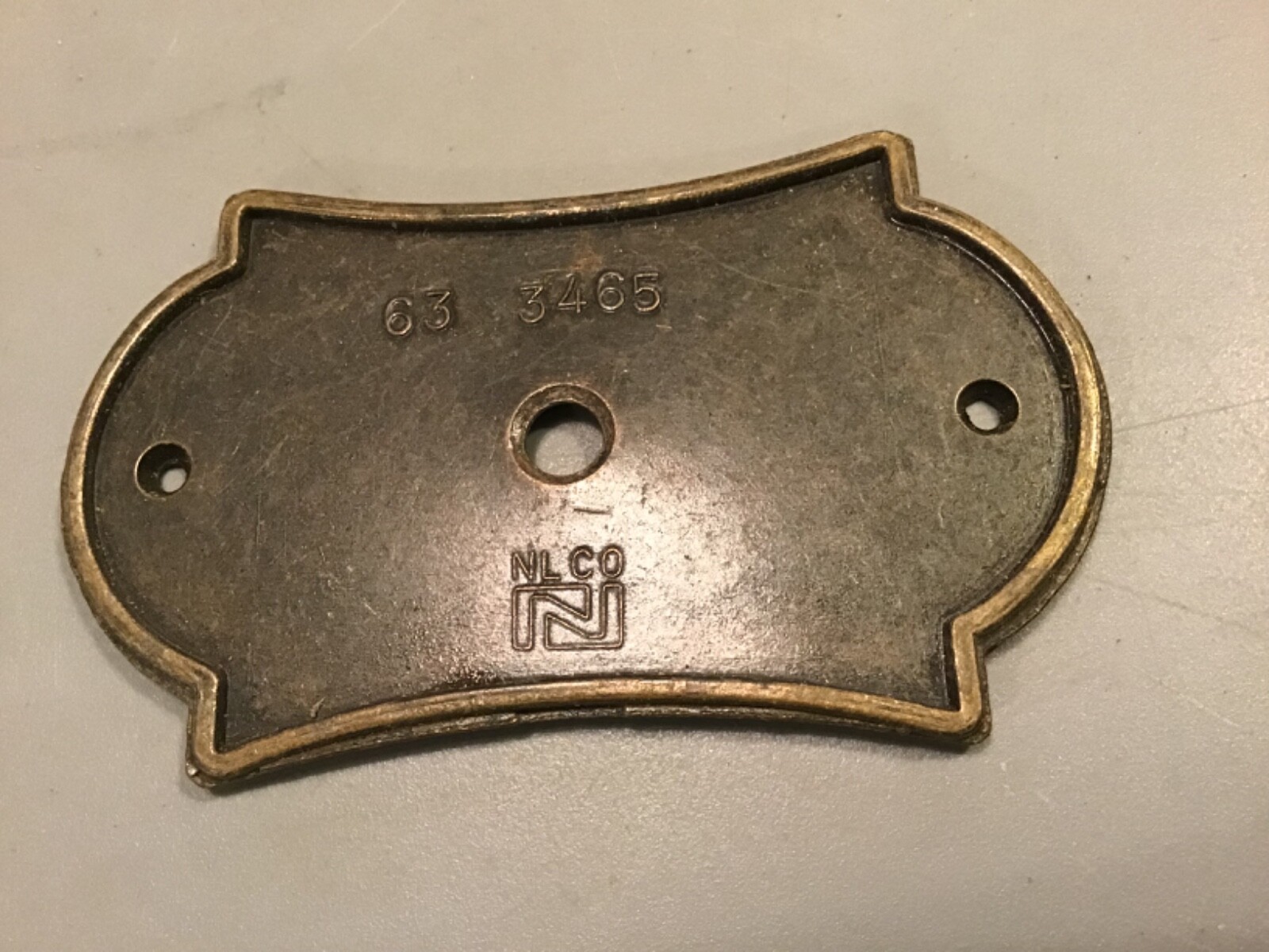 Lot of 4 NL Co. Brass Drawer Cabinet Pull Back Plates 2.5” with Center Holes