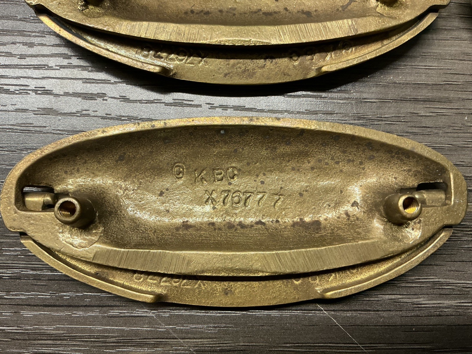 6 Vintage Keeler Brass Oval Campaign Style Solid Brass Cabinet Drawer Pull (37