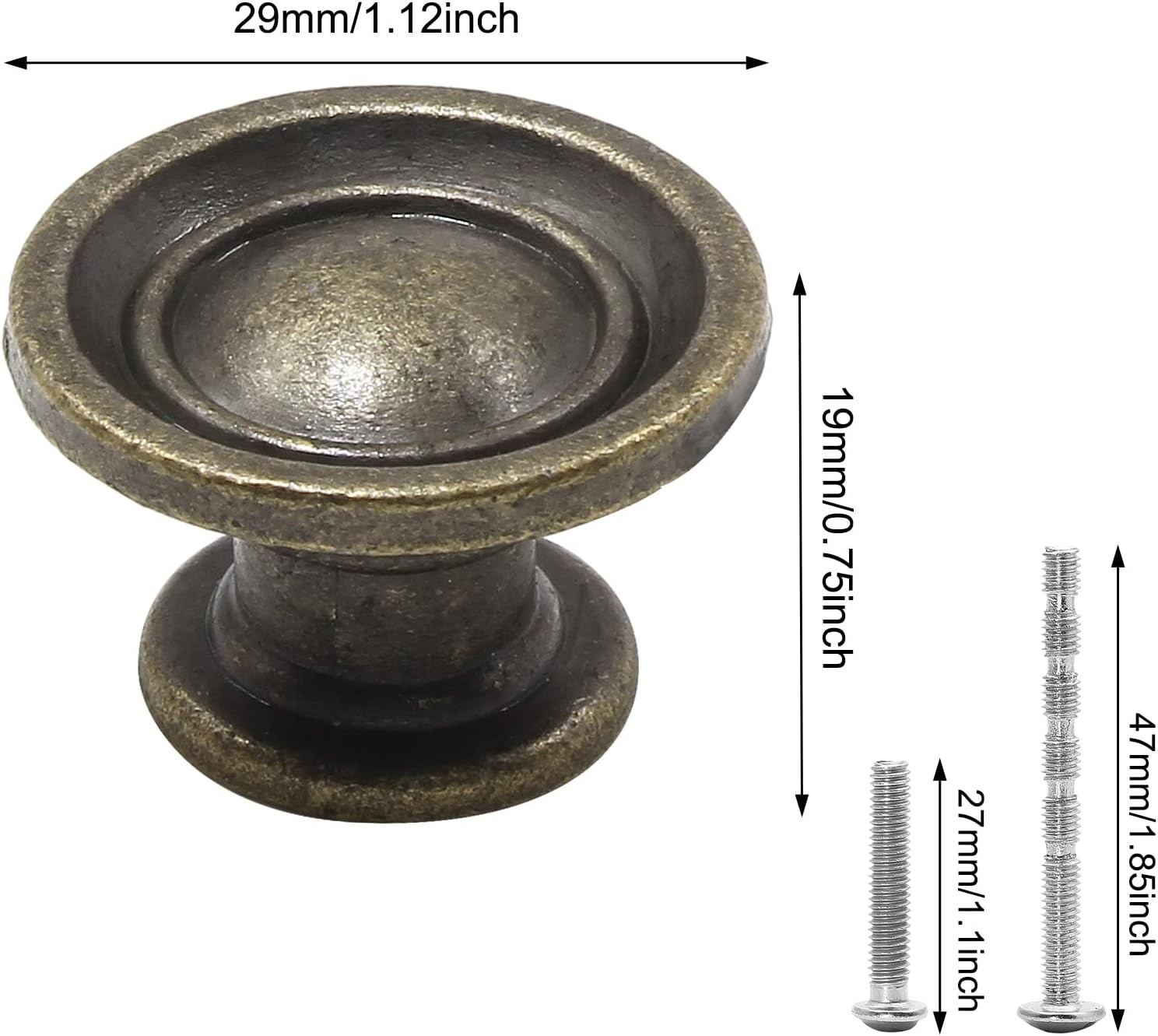 6 Pack Bronze Cabinet Knobs Round Antique Dresser Drawer Pulls Metal 1.1″
