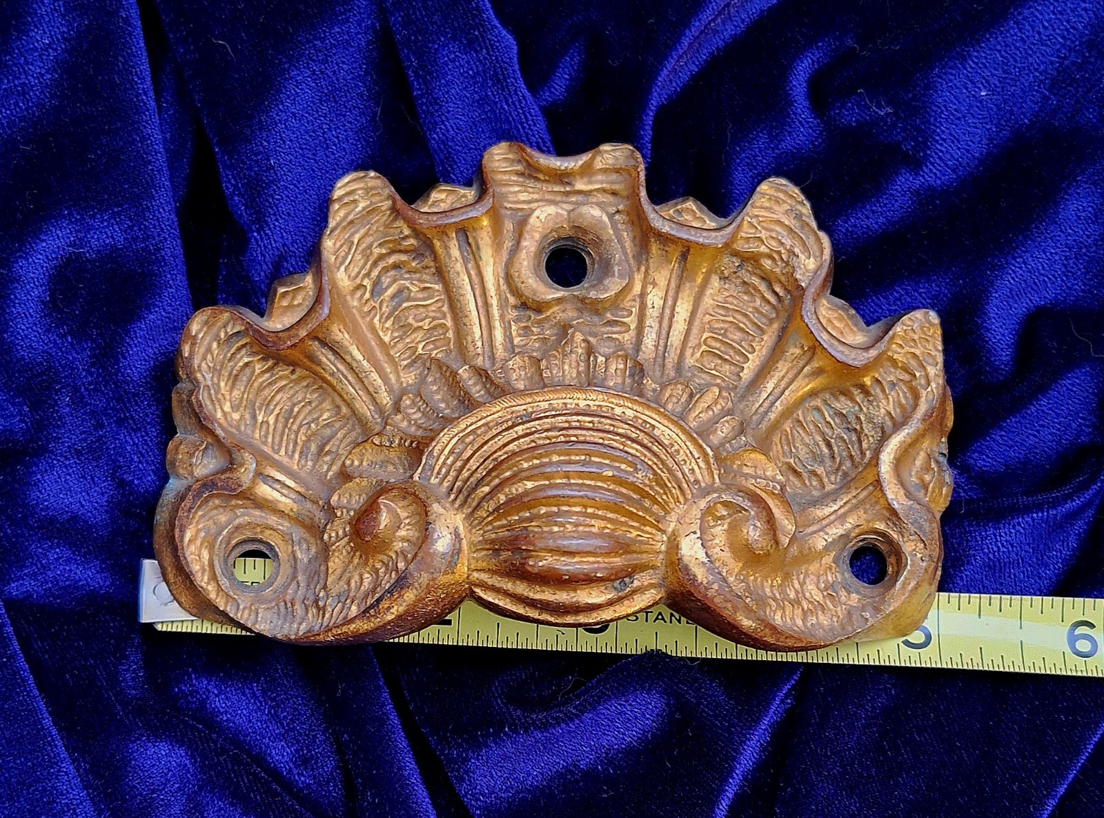 Gold Gilt Bronze Drawer Cupboard Pulls Clam Shell Antique French Quality Cast