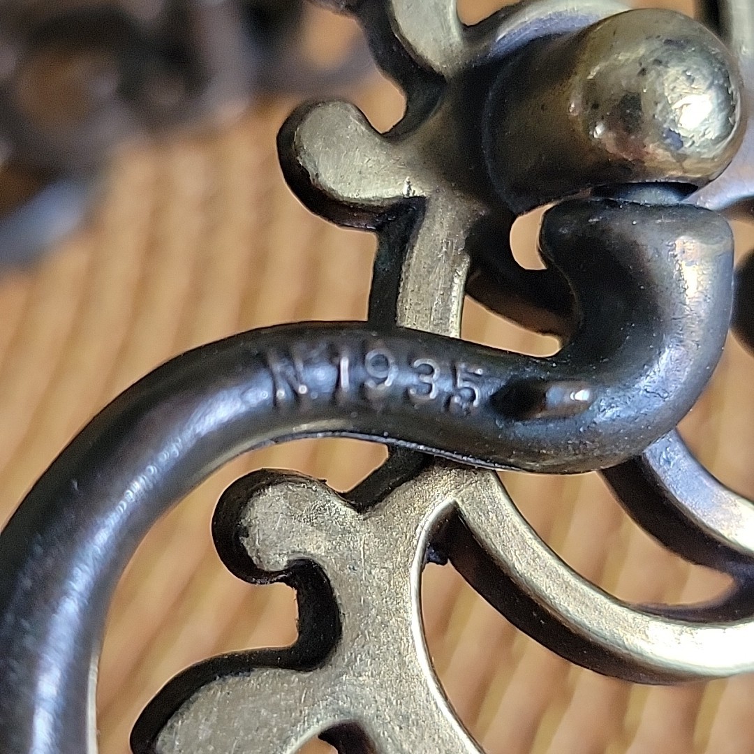 Lot of 6 VTG Brass Metal Drawer Pulls Handles Batwing Keeler Brass Co KBC1 N1935