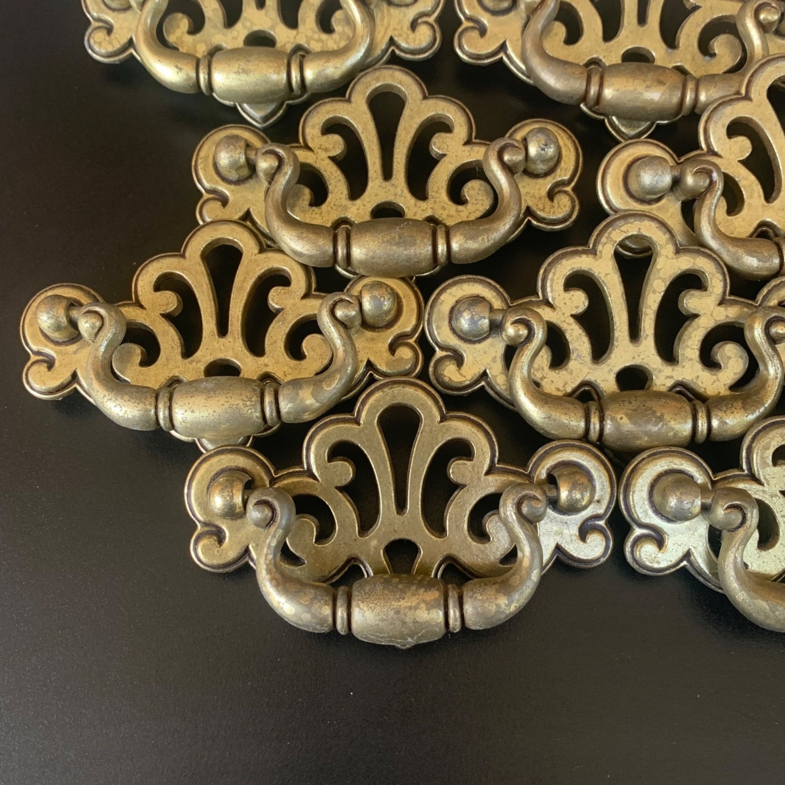 Vintage Brass Chippendale Drawer Pull Bail Hardware Drop Lot 12 Bat Salvage Gold