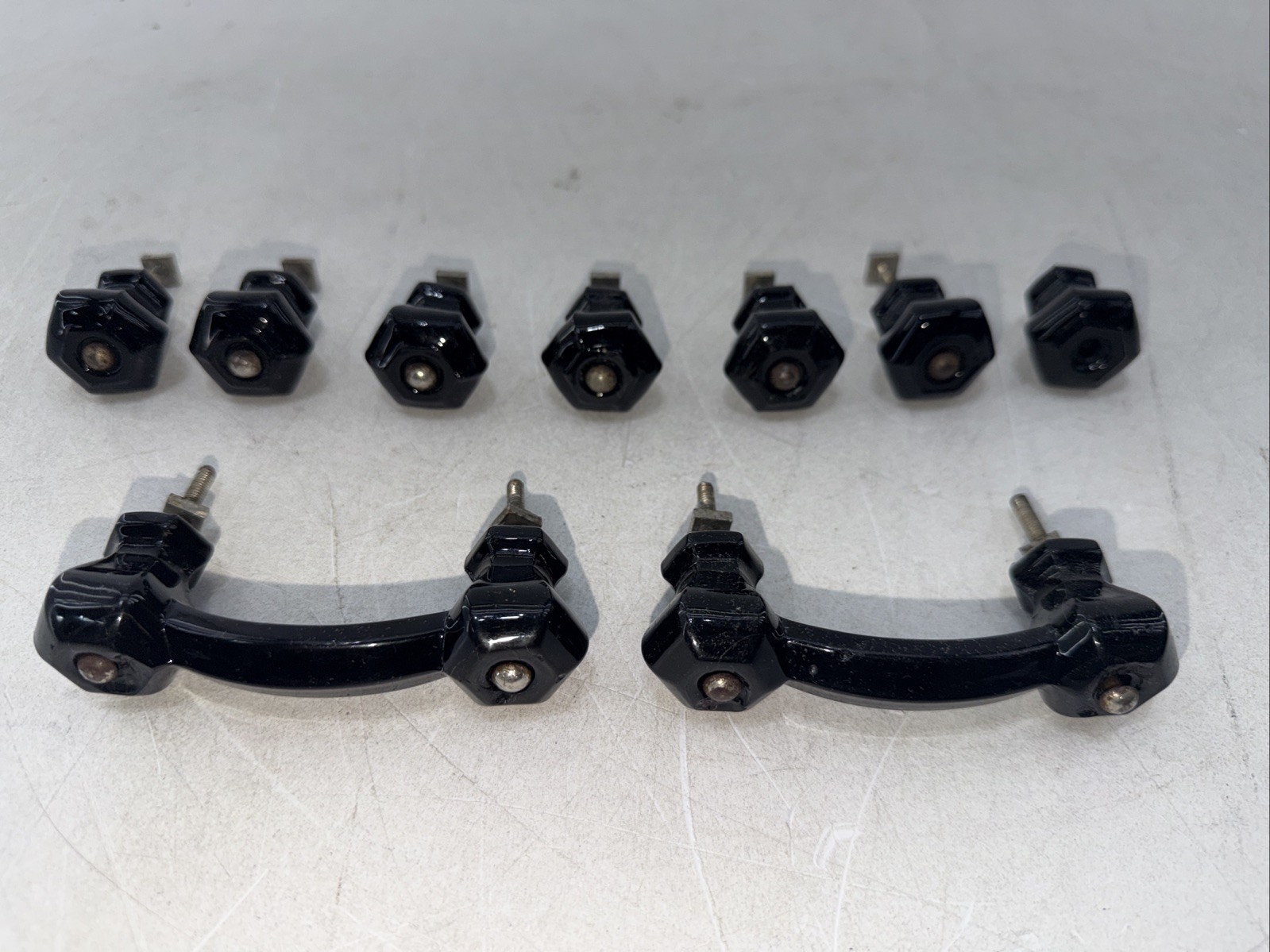 Vintage Black Porcelain Drawer Handles/Pulls Double Single