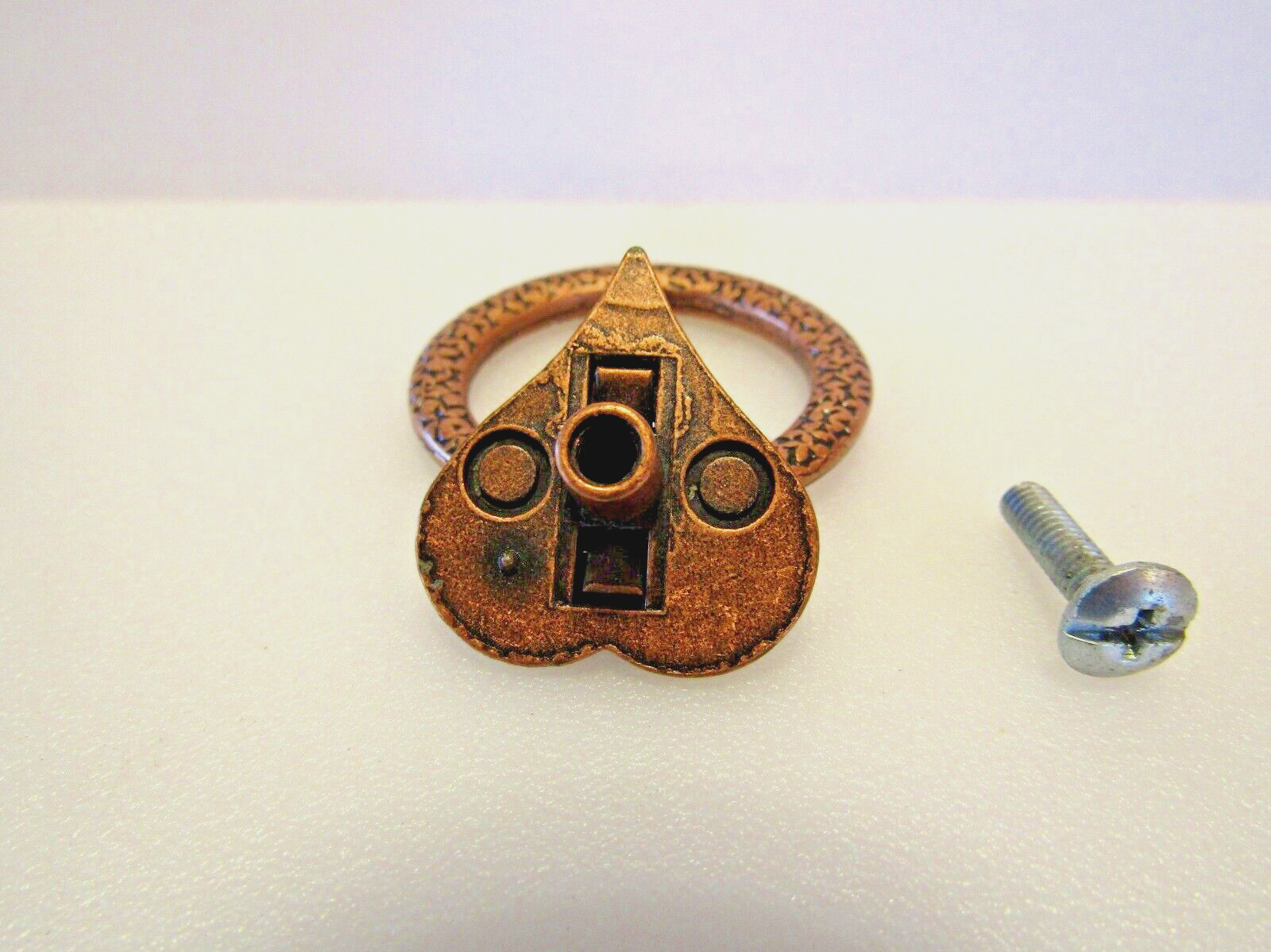 Vintage Nos Copper Heart Drop Ring Drawer Finger Pull Cabinet Handle Amerock