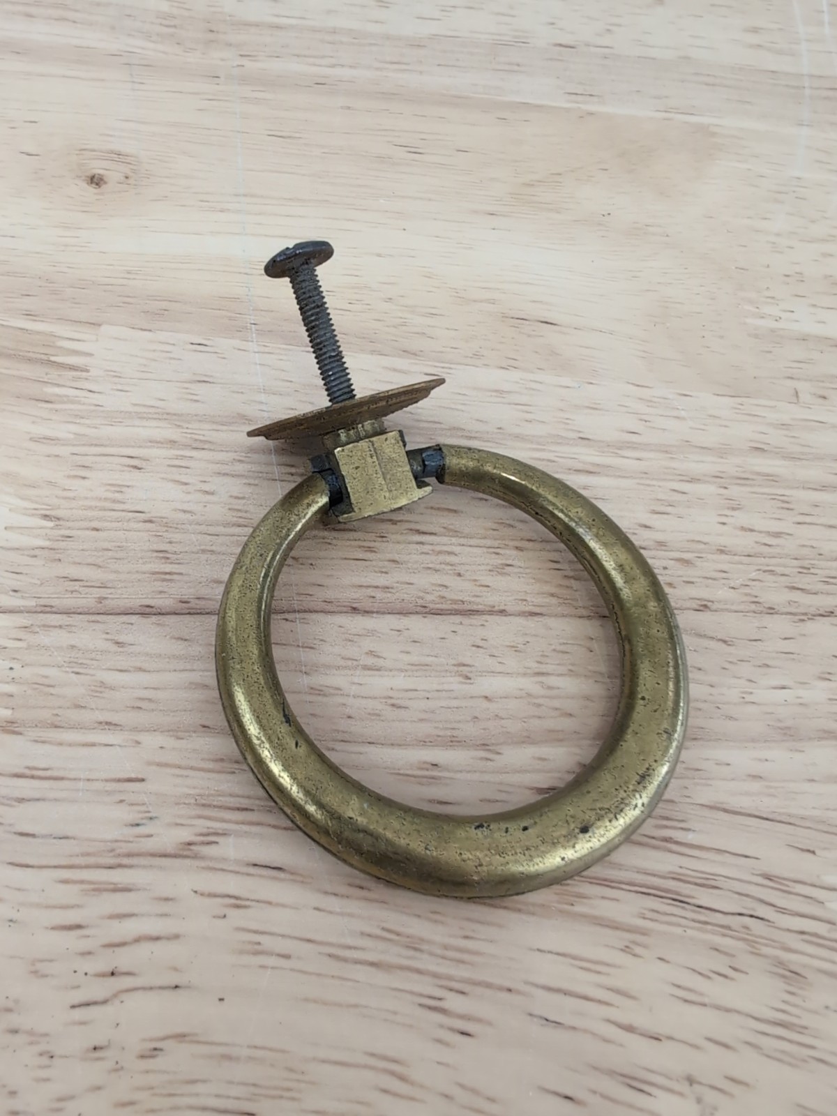 Drawer Pulls 4 Vtg Circle Cabinet Handle Brassy Bronze Tone Set of 4