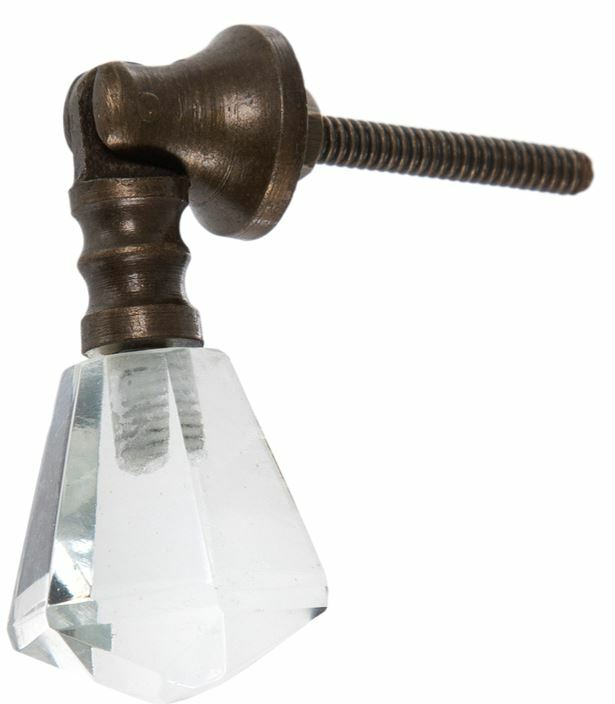Vintage-Brass Teardrop Glass Drawer Pull Handle Furniture Cabinet Knob Hardware