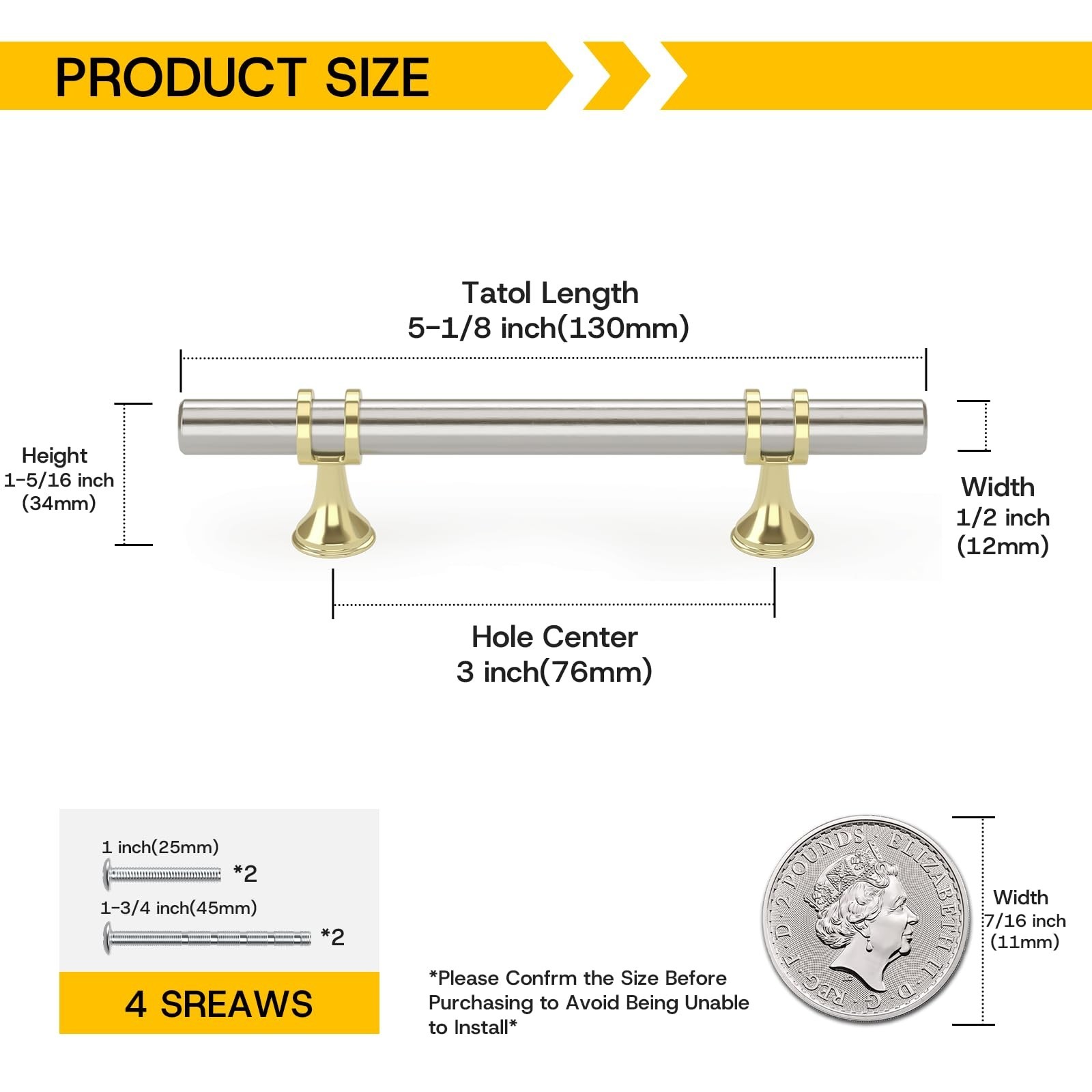 Rergy 10 Pack Brushed Nickel Cabinet Pulls Kitchen Cabinet Handles, 3inch Cab…