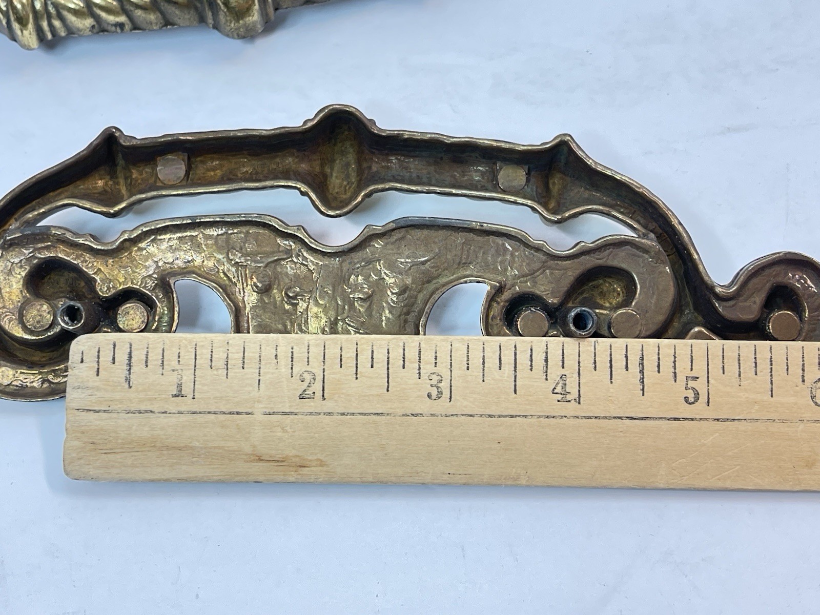 Set Of 6 Keeler Brass Company Vintage Drawer Pulls Handles Huge 8.25″