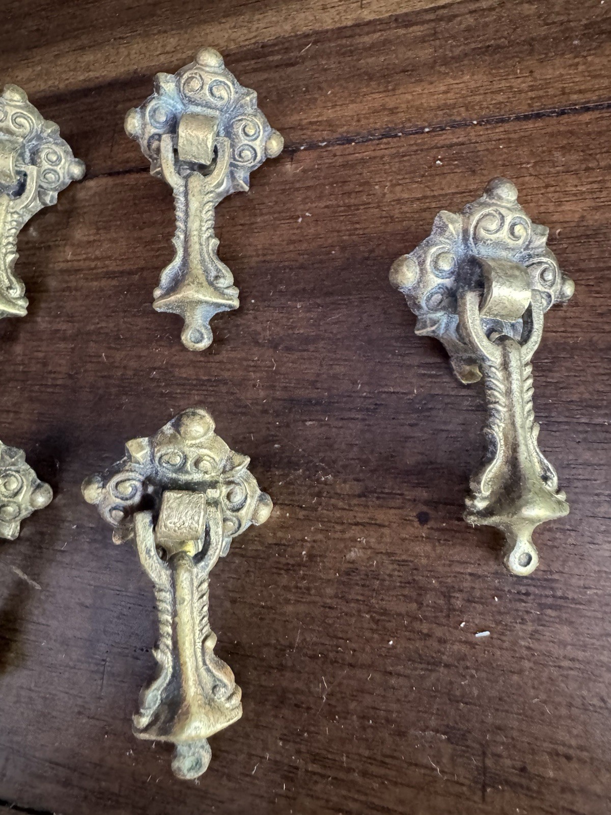 Lot 11 Vintage Antique Brass Drop Bail Drawer Pulls Cabinet Hardware