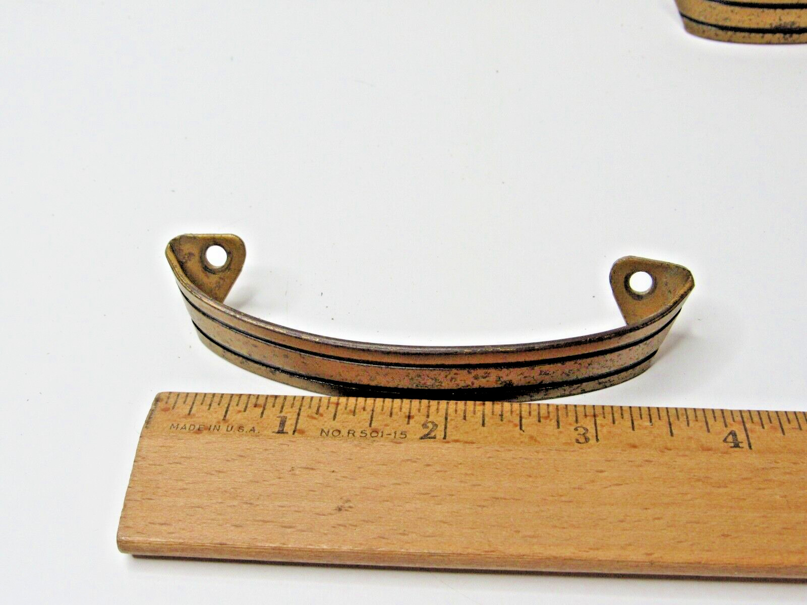 4 Vintage Art Deco Brass / Black Color Drawer Pulls Dresser / Cabinet -xx