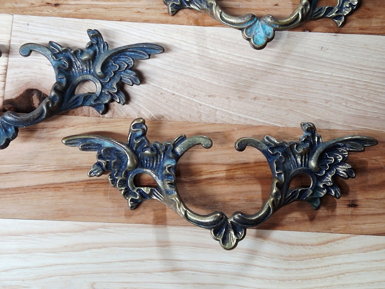 Lot Of 4 Vintage German Ornate Brass Drawer Pulls
