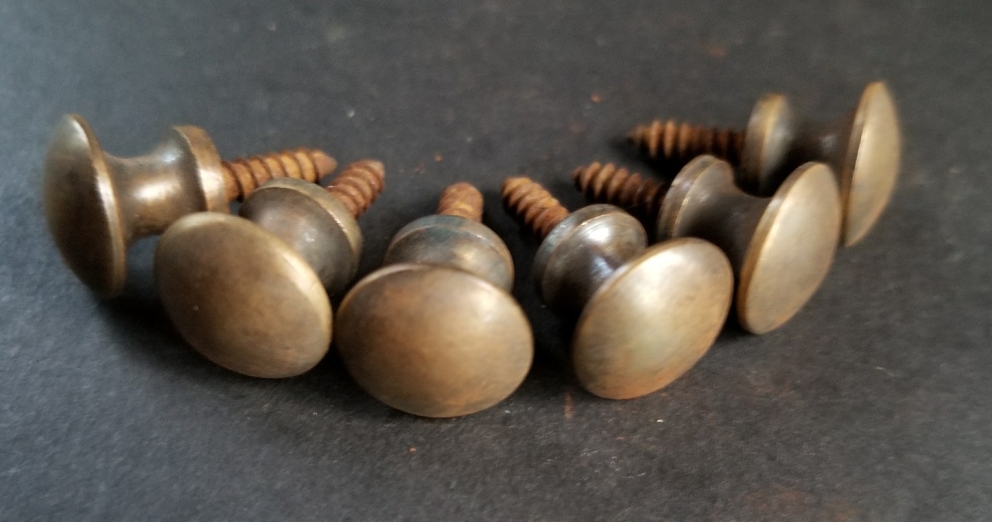 6 Solid Brass VERY SMALL Stacking Barrister Bookcase 7/16″ Knobs drawer Pulls #K