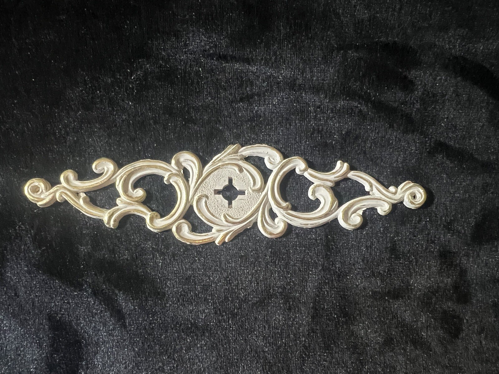 Vintage French Provincial Backplate Drawer Pull White Gold Allison Japan