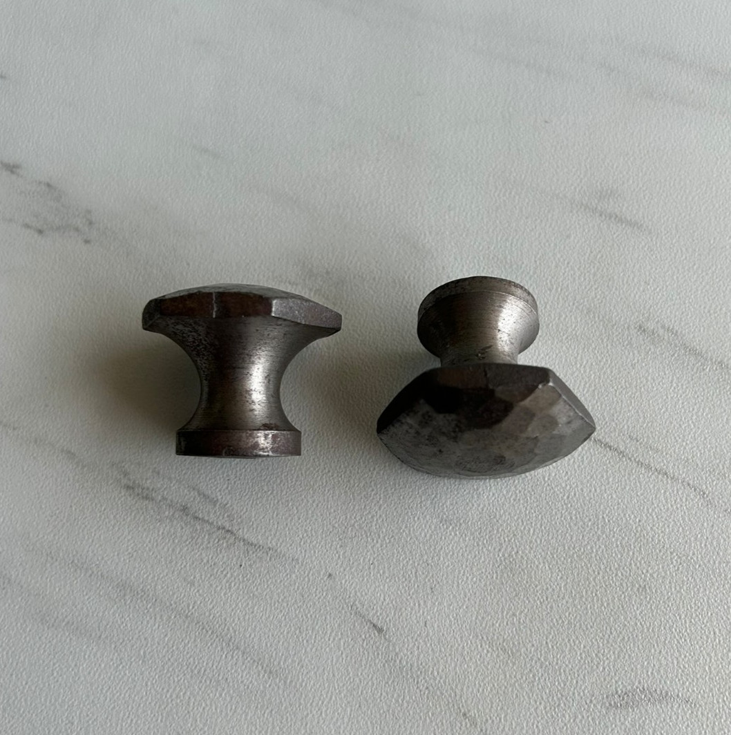 Vintage Cast Iron Hexagon Shape Self Design Cabinet Drawer Knob Pull Handles 2x