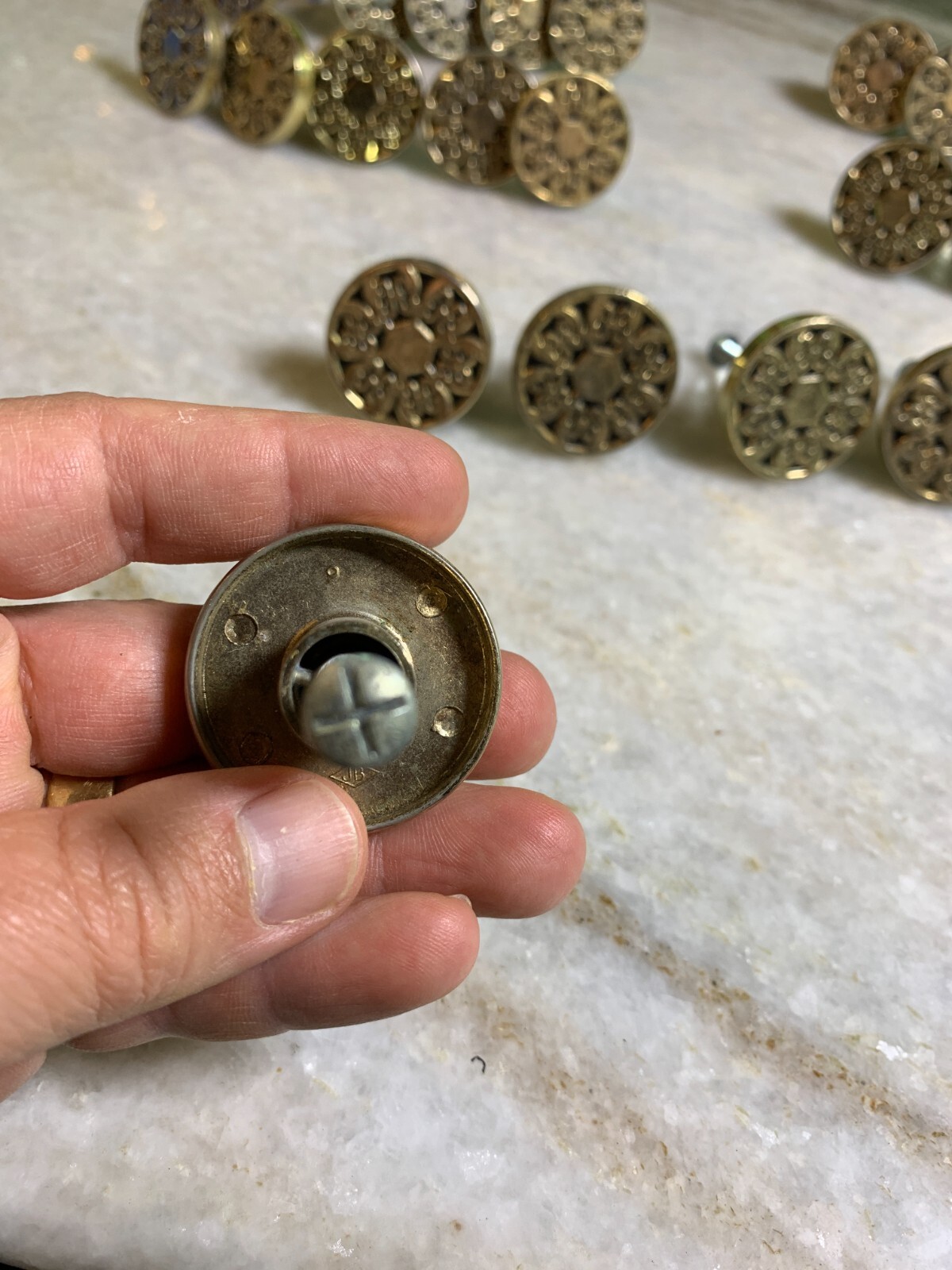 Vintage Mid Century 1960s 60s 1970s 70s Gold Enamel Drawer Knob Pull Knobs Pulls