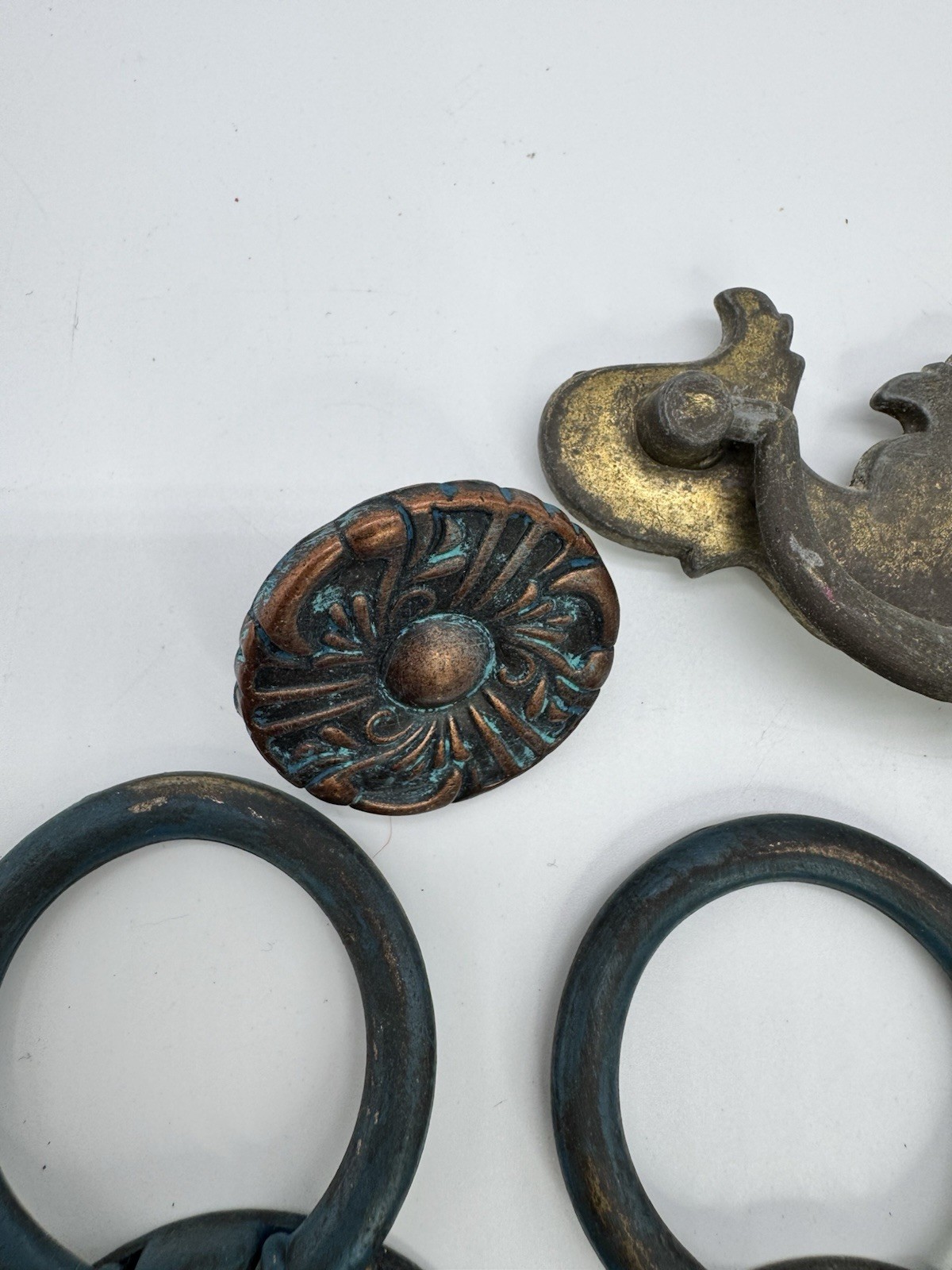 Vintage Brass Drawer Pulls Knobs Lot Ornate Hardware Mixed Antique Style 20 Lot