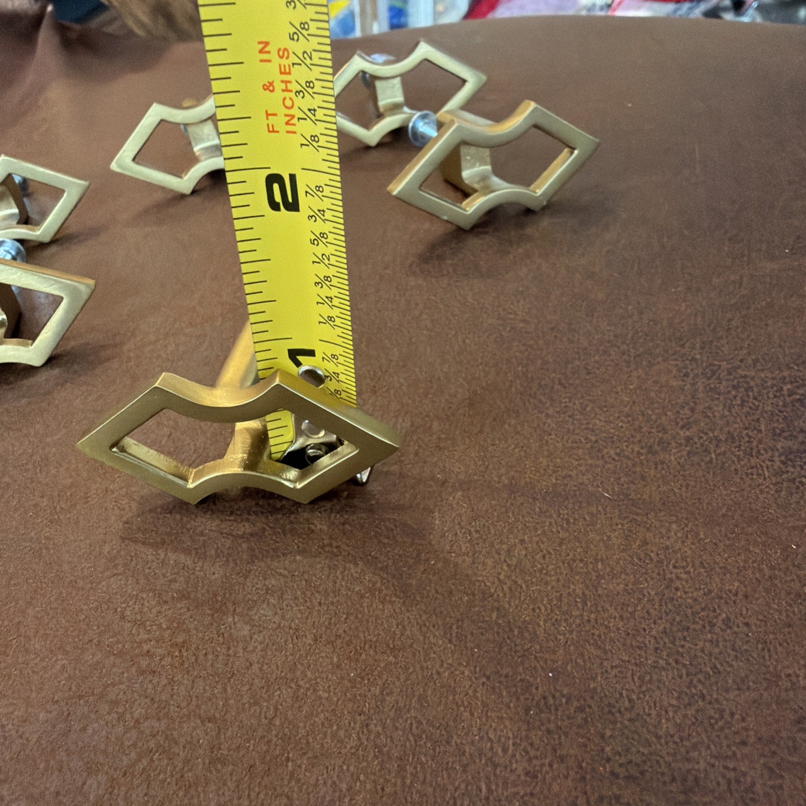 Vintage Set of 6 Solid Brass Geometric Cabinet Drawer Pulls MCM