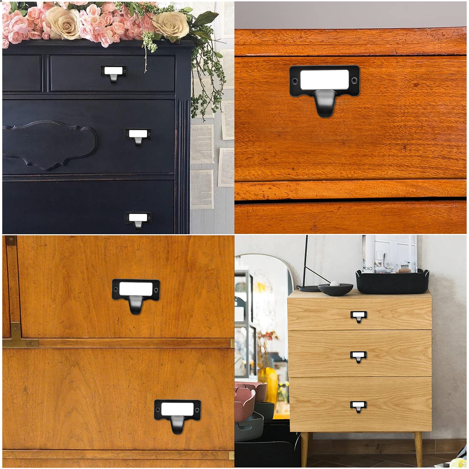 Rierdge Antique Black Card Catalog Drawer Pulls, Small, 20 Pcs Blakc