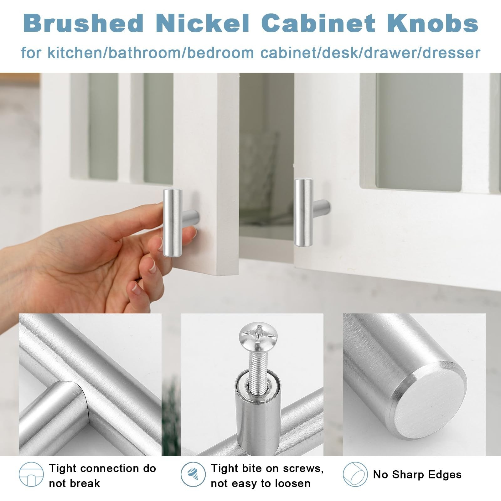 Estmoon 30 Pack Cabinet Knobs Brushed Nickel Cabinet Handles, Stainless Steel…