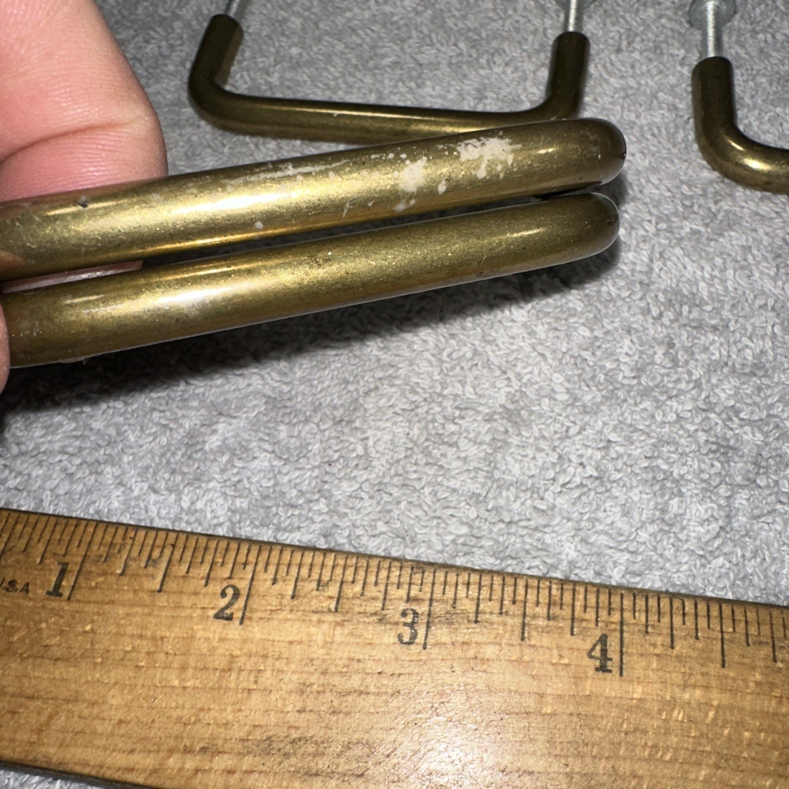 Vintage Metal Draw Pulls Classic Style Lot Of 4 Gold Tone Reclaimed With Screws!