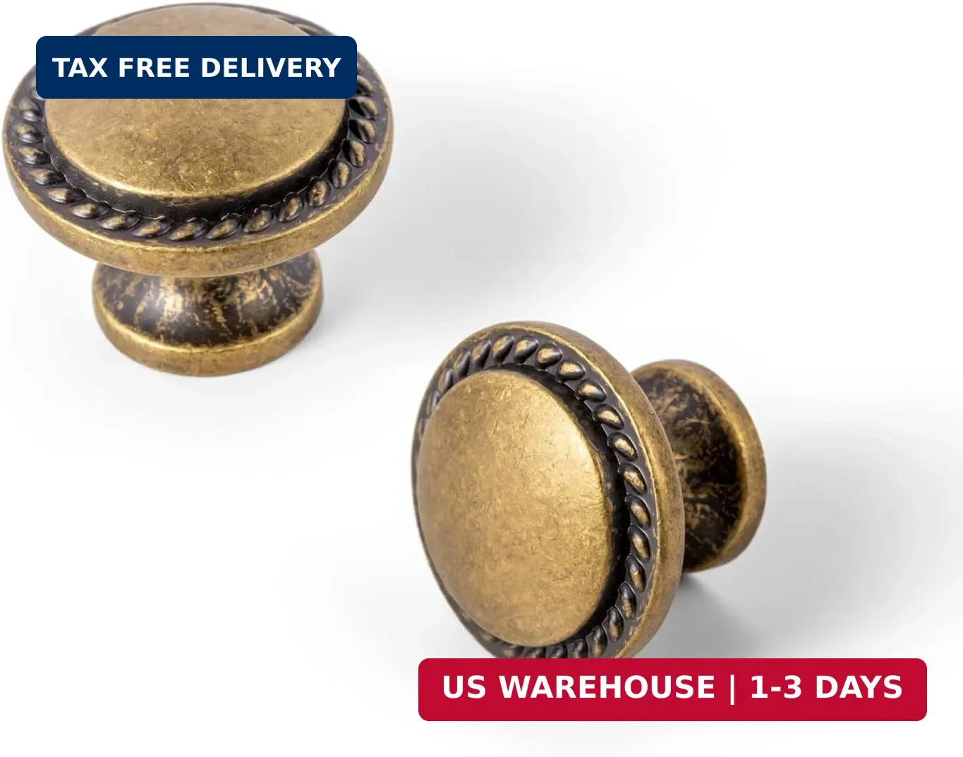 Set of 12 Vintage Antique Brass Cabinet Knobs with Wheatear Border – Classic Rou