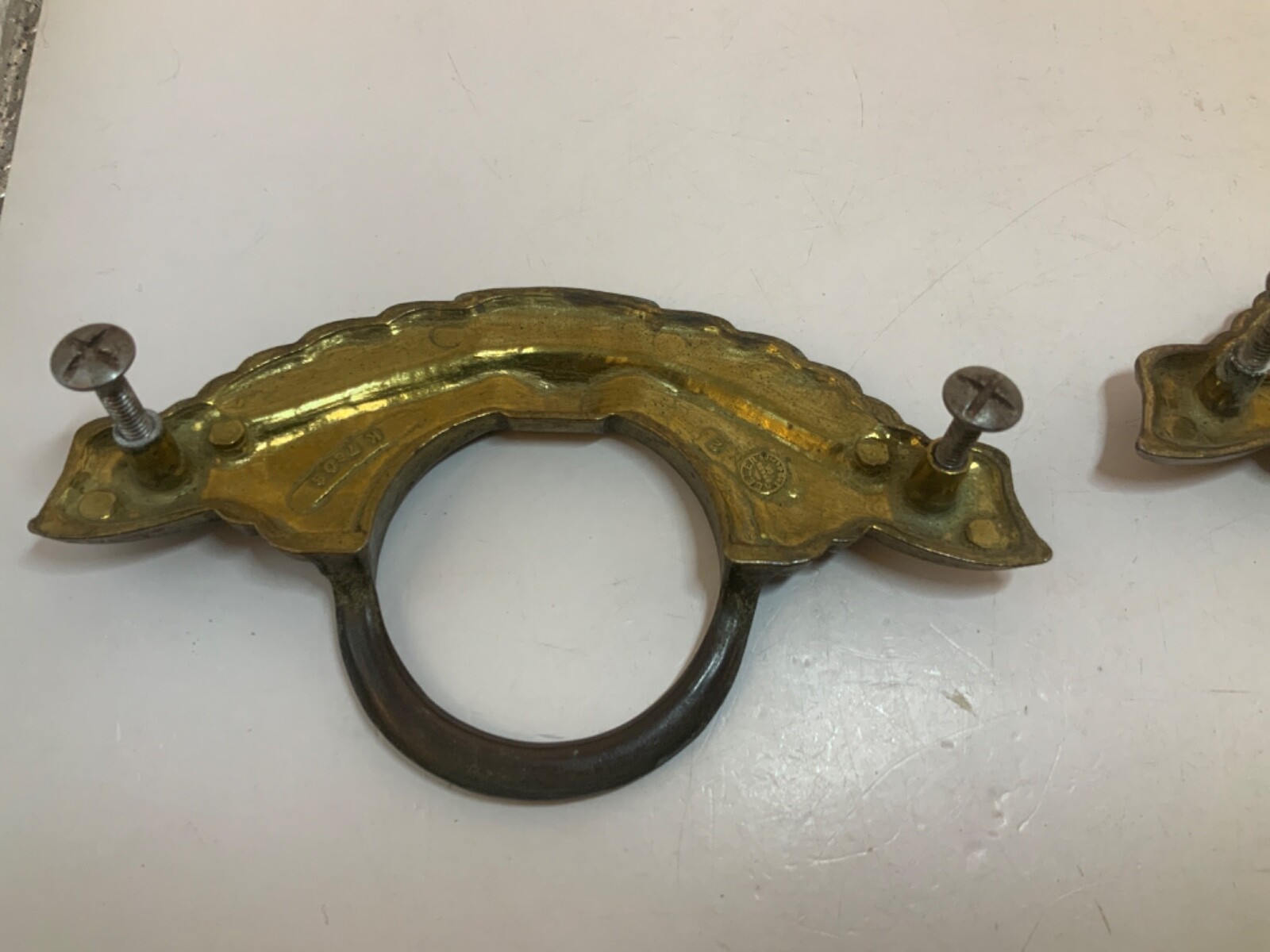 Vtg KBC Keller Brass Art Deco Metal Drawer Pulls Lot of 4