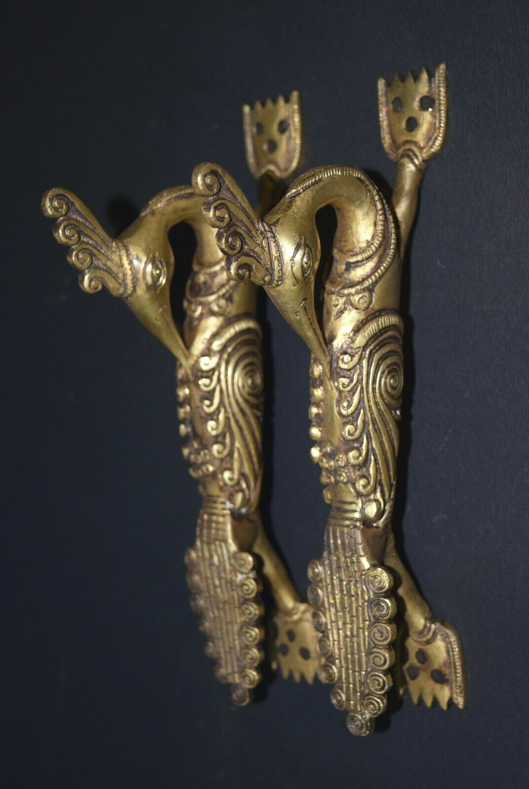 Brass Peacock Door Pull Set 8” Inches Bird Crafted Door Handles Furniture GTX