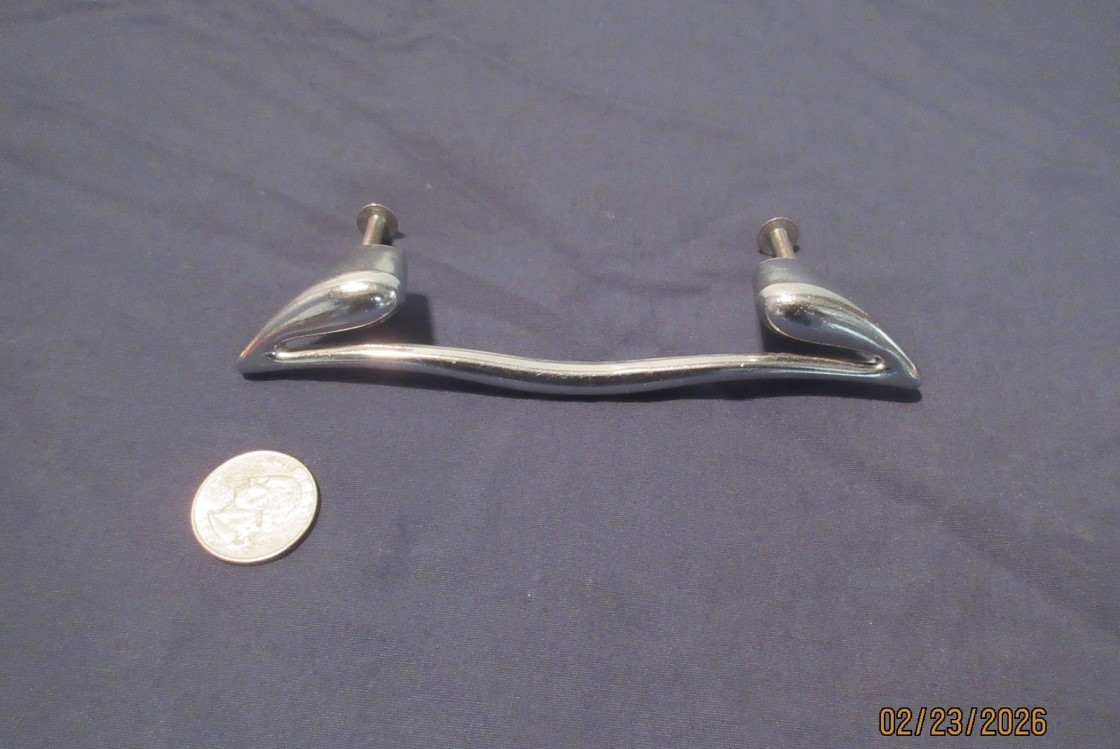 Set of 6 Cool Vintage 1960’s to 70’s Dresser Drawer Pulls Handles Solid Nickel