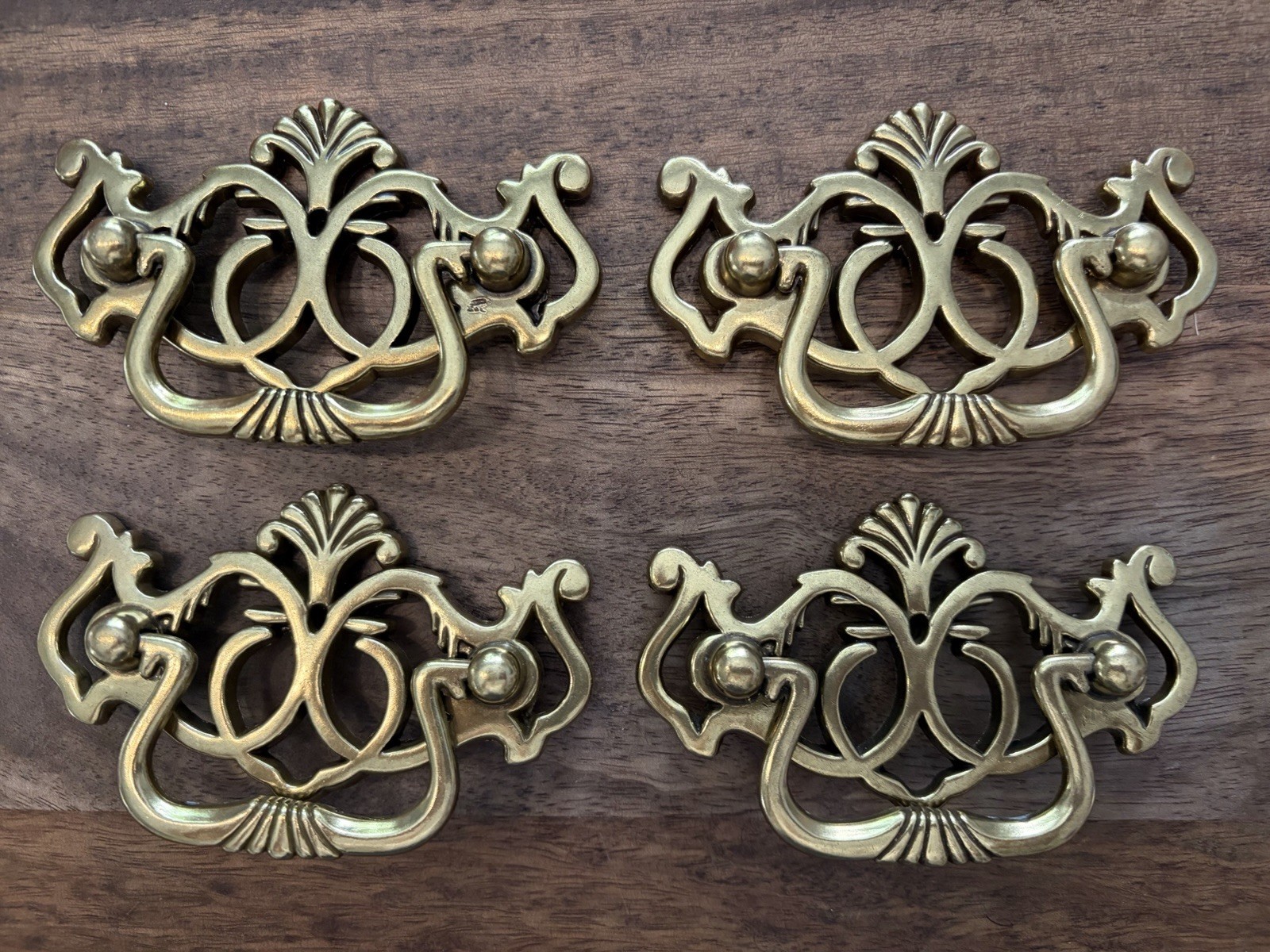 (4 Pack) 3 inch Chippendale Bail Pull Antique English-vintage solid Brass