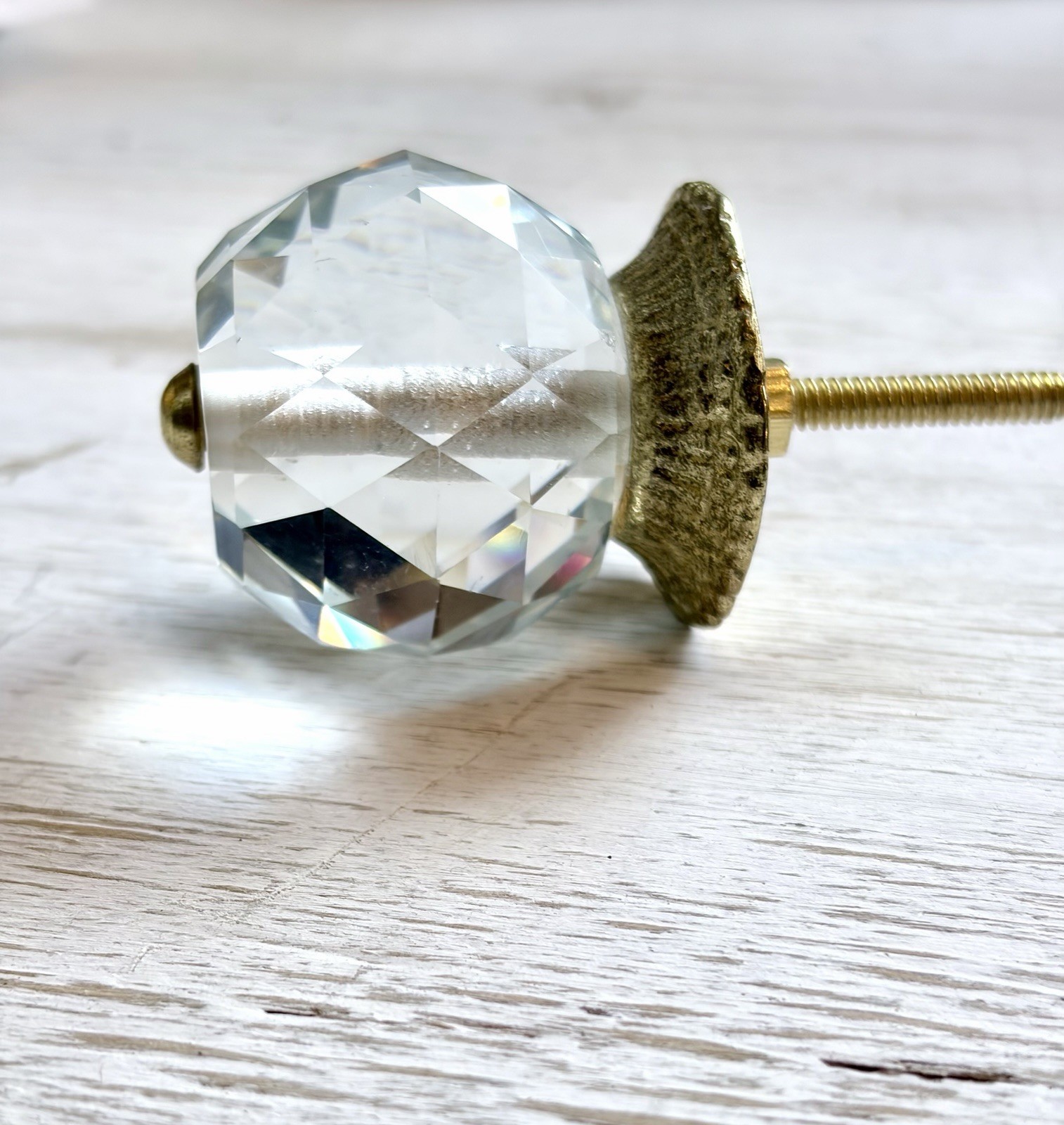 Clear Crystal Glass & Brass Drawer Pulls Vintage Style Cabinet Wardrobe Knobs