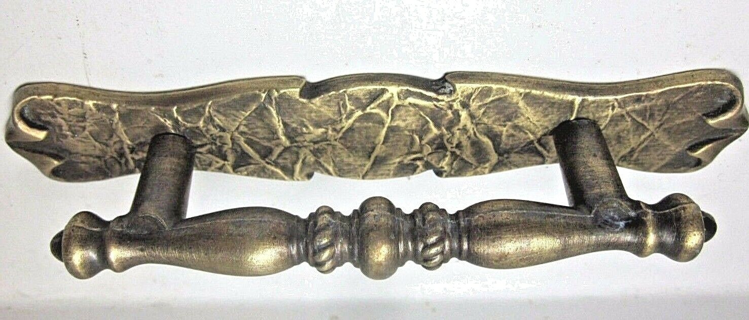 Amerock 176 Carriage 1971 Dark Hammered Brass Pull Handle & Backplate 3″ Centers